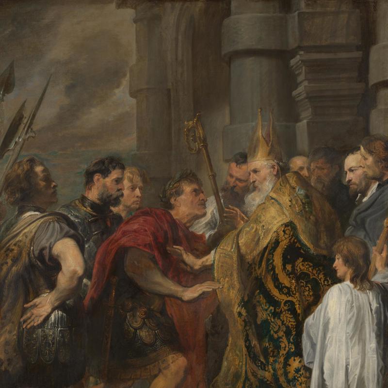 St Ambrose barring Theodosius from Milan Cathedral