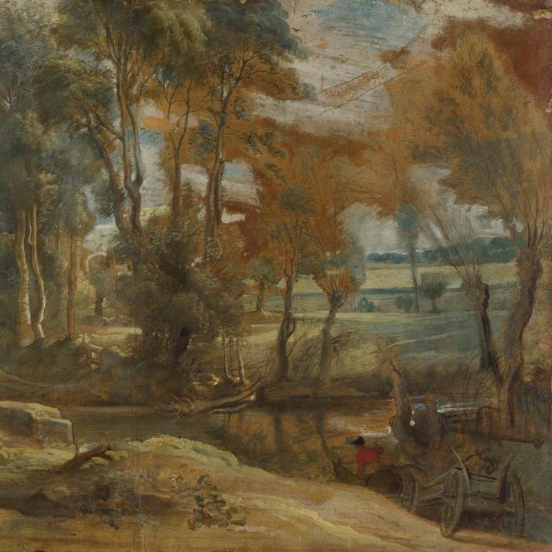 A Wagon fording a Stream