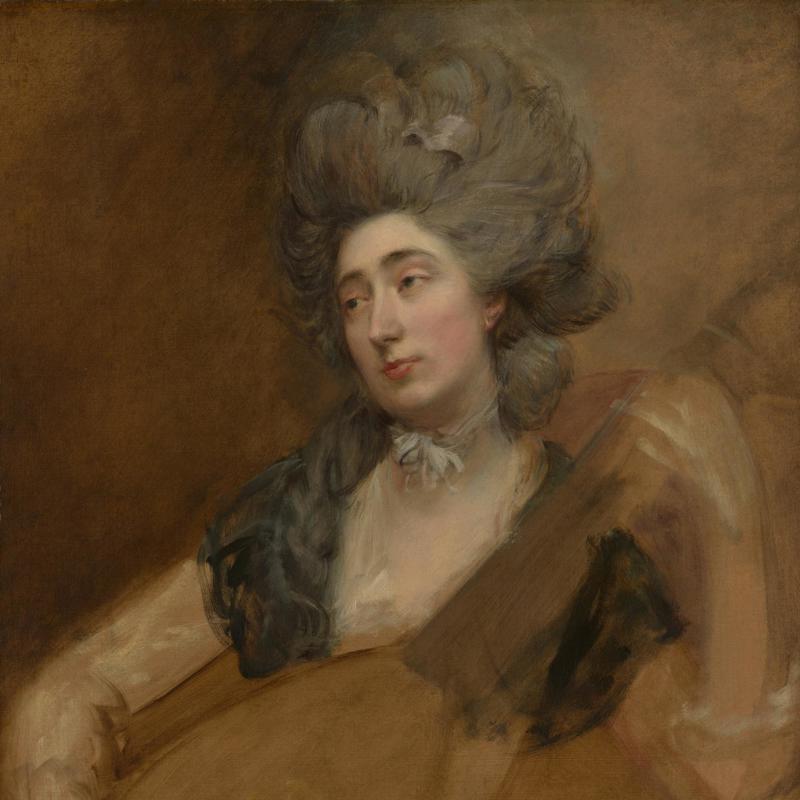 Margaret Gainsborough holding a Theorbo